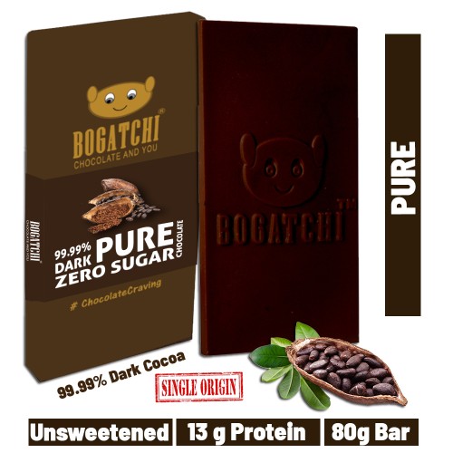 Vegan Dark  Chocolate | 99.99% Dark | PURE | Gluten FREE, 80 gm